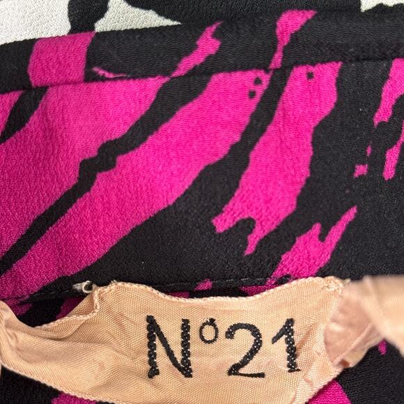 No 21 Top Womens 44 Zebra Animal Button Up Blouse Italy Art to Wear Medium US M - Picture 3 of 12